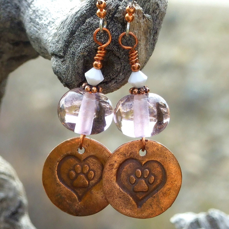 dog paw print earrings gift for women