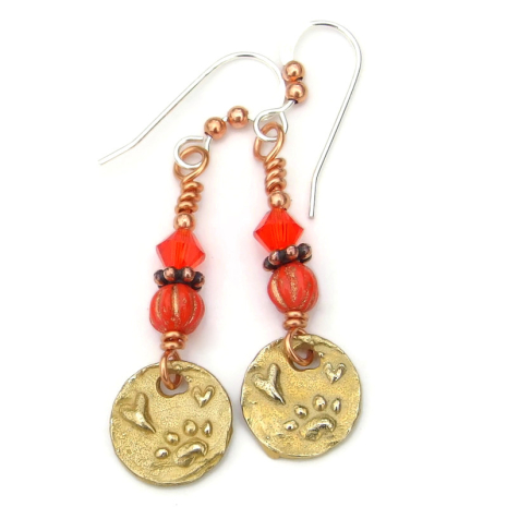 dog paw print hearts jewelry handmade gift for women