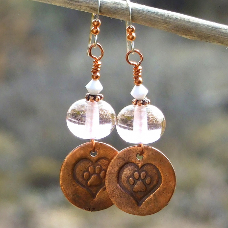 dog paw prints and hearts jewelry