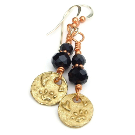 dog paw prints hearts jewelry handmade rustic bronze gift for women