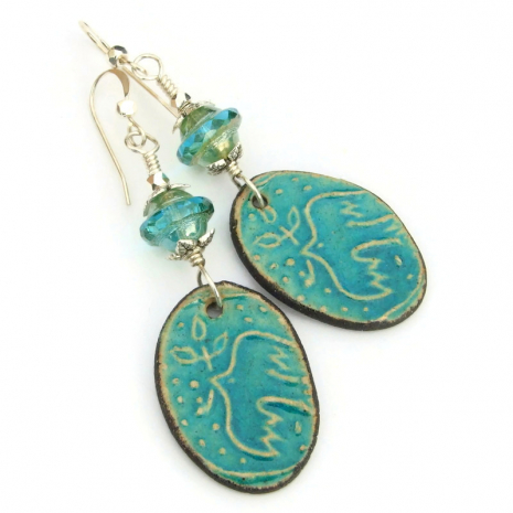 doves of peace earrings handmade boho jewelry gift for women