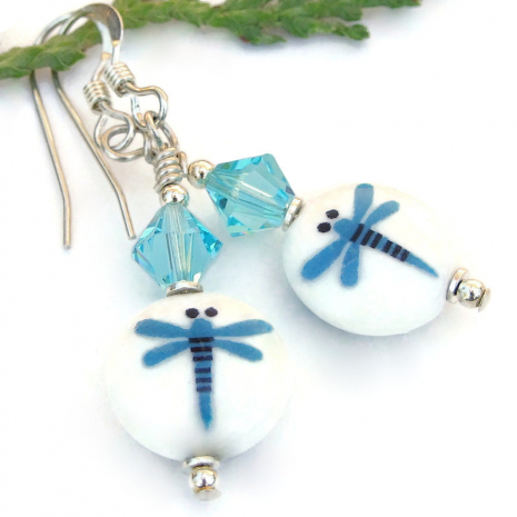 dragonflies dragonfly jewelry two sided swarovski crystals handmade