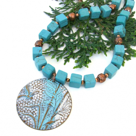 dragonfly bamboo jewelry square turquoise magnesite