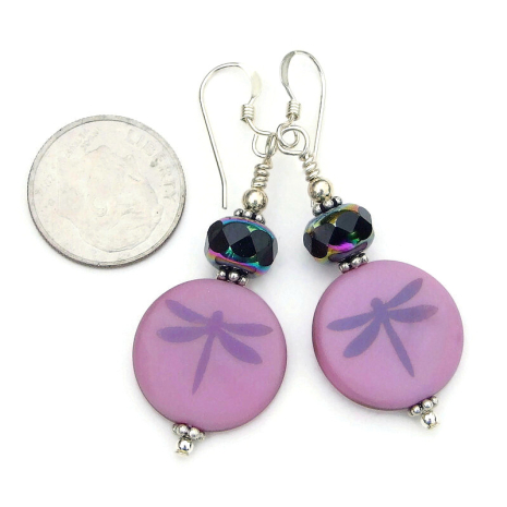 dragonfly handmade jewelry gift purple laser etched
