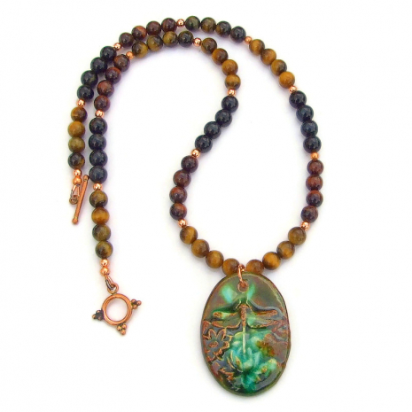 dragonfly lotus flower pendant jewelry handmade gift for women