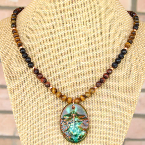 dragonfly lotus flowers pendant necklace handmade gift for women
