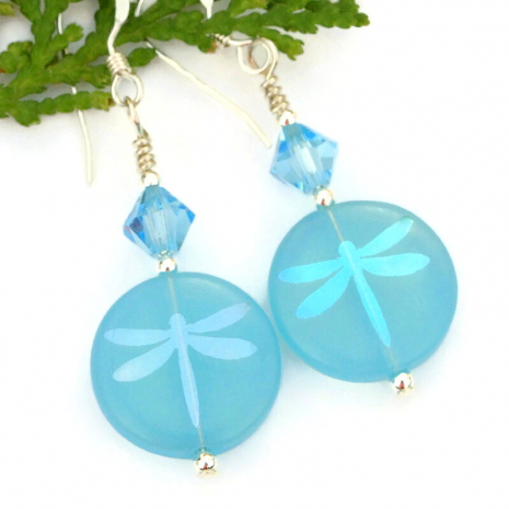 dragonfly swarovski crystal jewelry czech glass laser etched