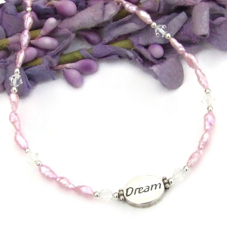 dream two sided focal jewelry handmade pink vintage pearls crystals