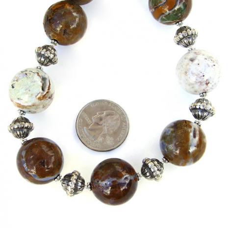 druzy filled ocean jasper necklace handmade gift for her