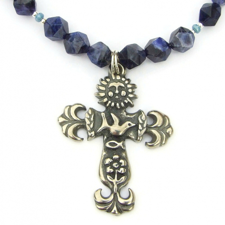 earth cross handmade religious jewelry gift for her
