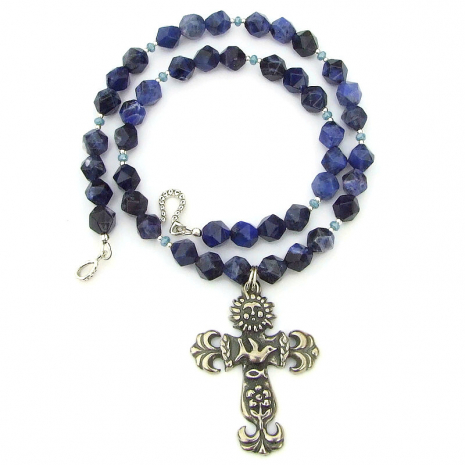 earth cross handmade religious necklace gift for her