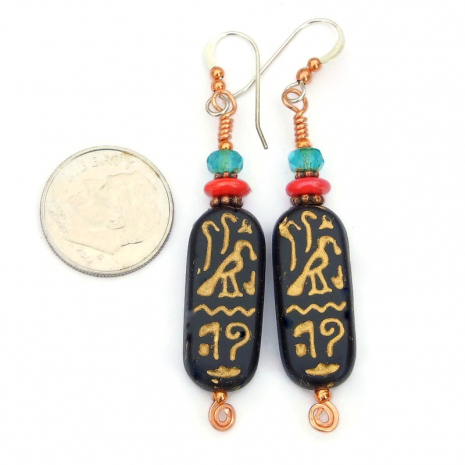 egyptian hieroglyph earrings handmade jewelry gift for her