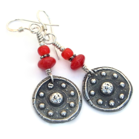 eightfold path wheel of life earrings handmade gift for women