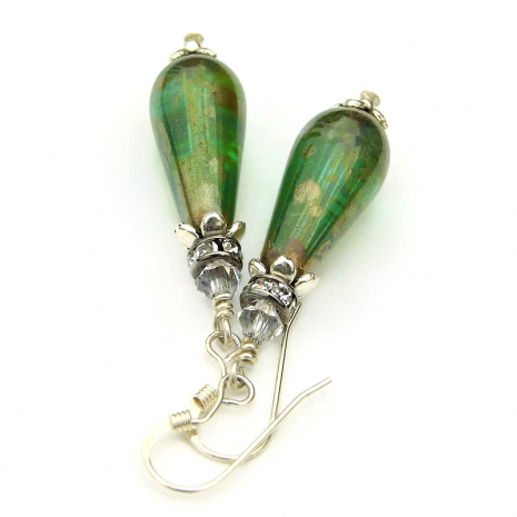 elegant green czech glass jewelry swarovski crystals
