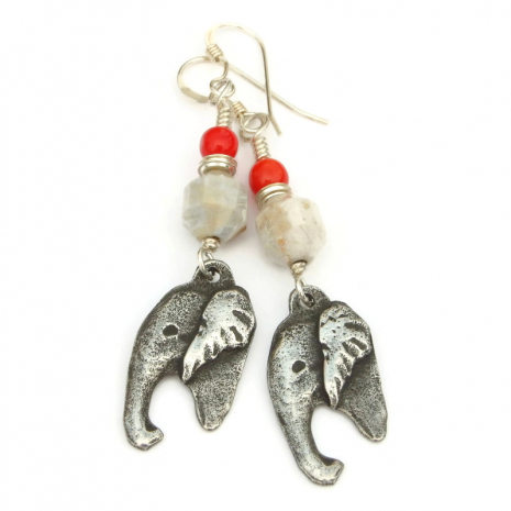 elephant head earrings handmade gift for her