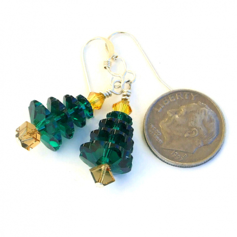 emerald green swarovski christmas tree handmade jewelry