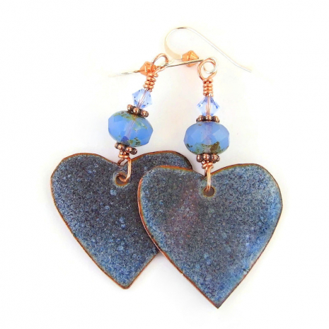 enamel back side of hearts earrings