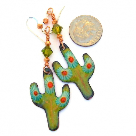 enamel saguaro cactus earrings gift for her