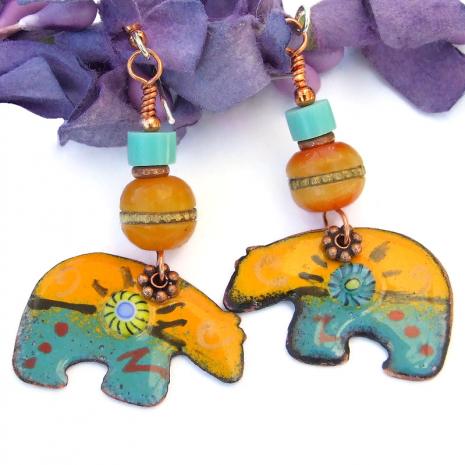 enamel turquoise orange zuni bear fetish jewelry handmade
