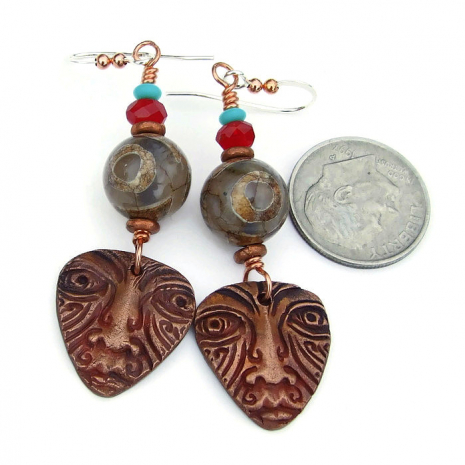 tribal face mask and tibetan eye agate jewelry