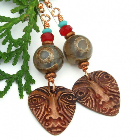tribal mask jewelry gift for women