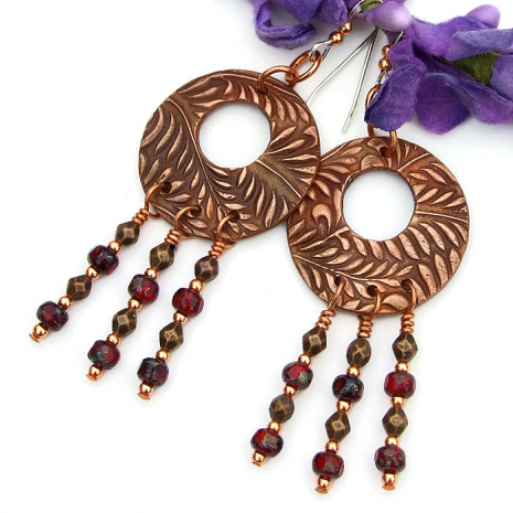 fern frond chandelier earrings for women