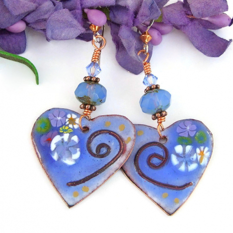 floral spirals heart earrings valentines day gift