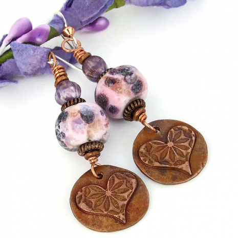 Heart and flowers earrings.