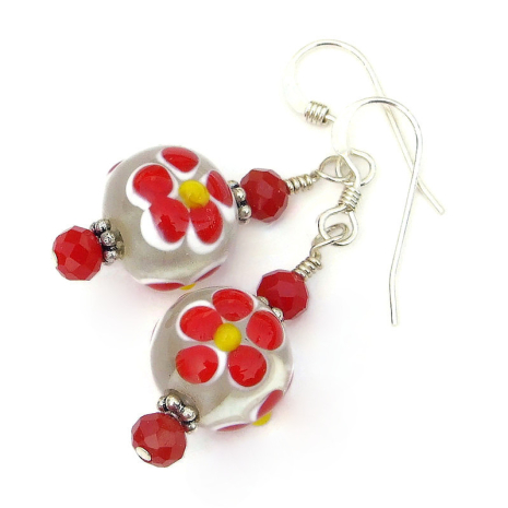 flower earrings handmade gift for women