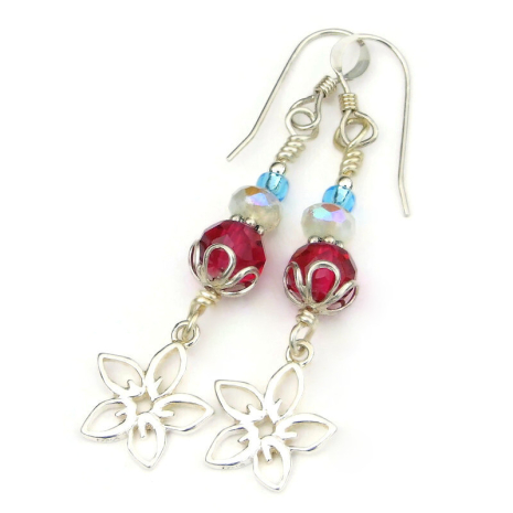 flower earrings handmade sterling floral gift for women
