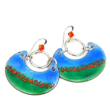 flower poppy jewelry boho handmade gift for women