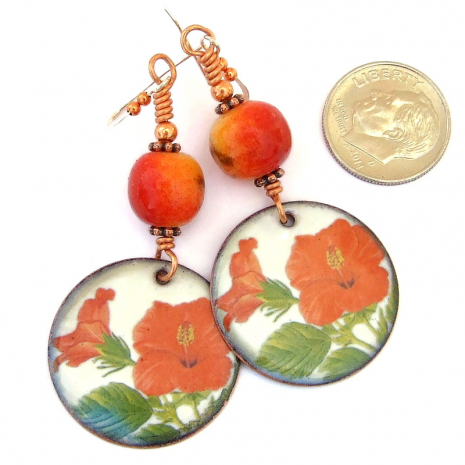 flowers hibiscus earrings handmade gift for her