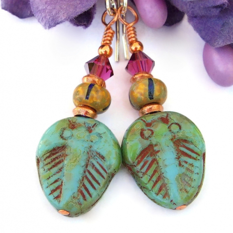 fossil trilobite handmade earrings gift for her