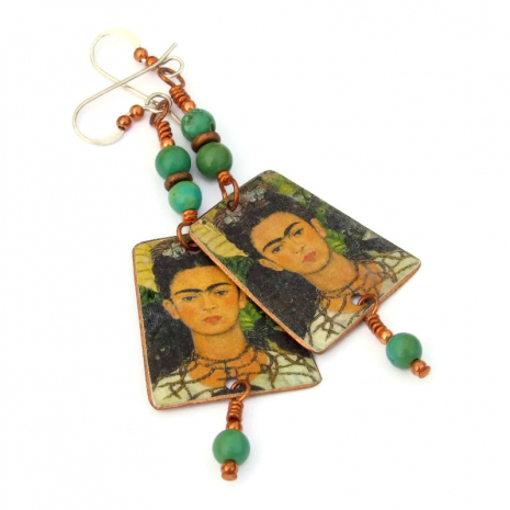 frida kahlo art earrings gift for her
