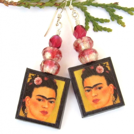 frida kahlo earrings handmade gift for women