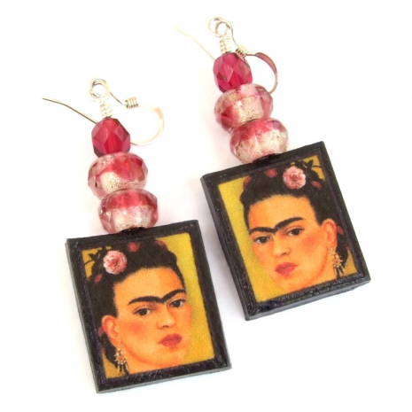frida kahlo handmade earrings art jewelry