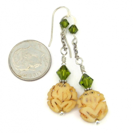 frog frogs handmade earrings gift for her