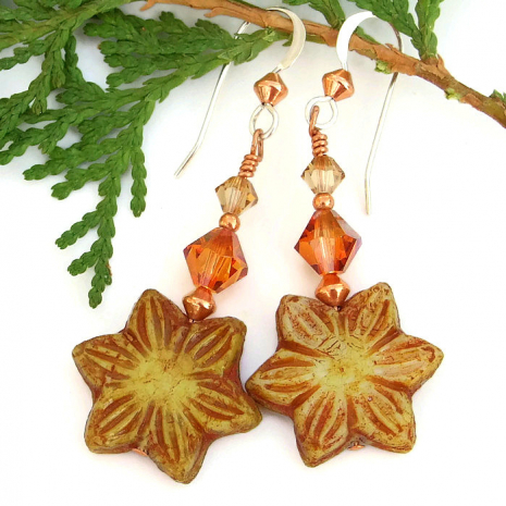Star flower handmade earrings