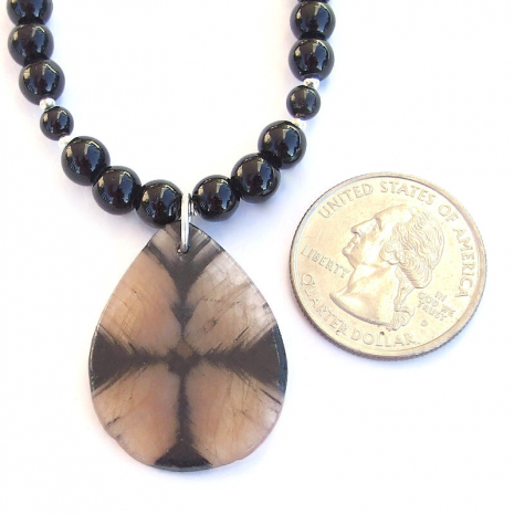 gemstone cross stone black jasper handmade necklace