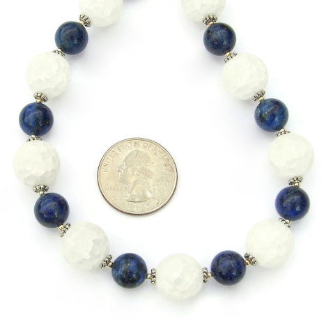 gemstone jewelry crackle quartz lapis lazuli handmade gift for her