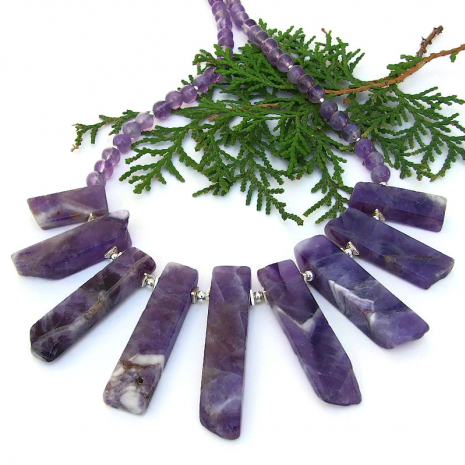 gemstone necklace purple amethyst sterling silver gift for women