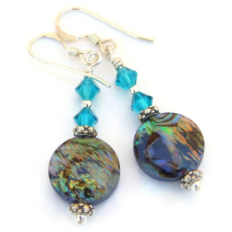 genuine paua shell handmade earrings gift for her