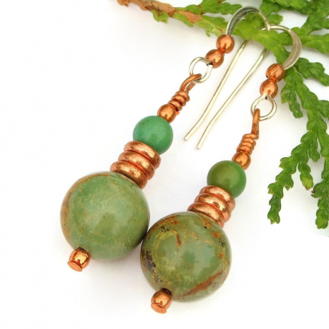 genuine turquoise handmade earrings copper