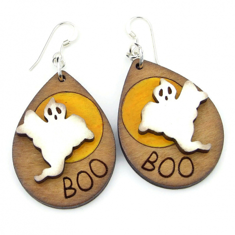 ghost boon halloween handmade boo earrings gift for her lightweight