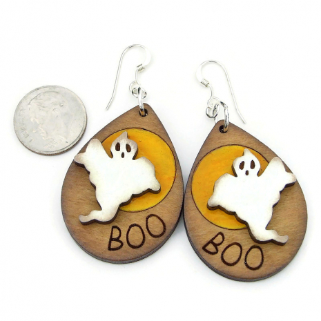 ghost moon boo halloween handmade jewelry gift for her lightweight