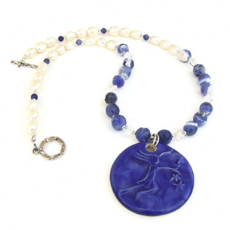 girl stars blue pendant jewelry gift for women