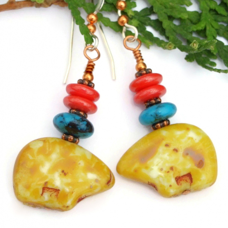 glass zuni bear earrings handmade