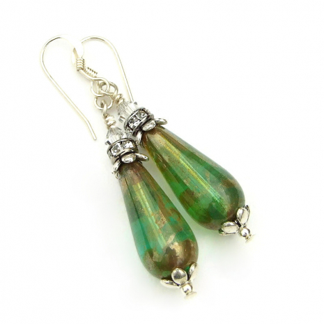 glowing green teardrop jewelry gift for her