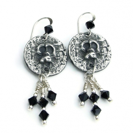 goth gothic skull halloween earrings handmade gift for women