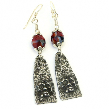 goth skull earrings gift for women